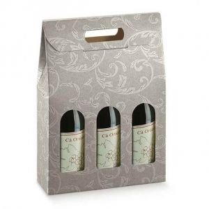 Кутия за вино сива с орнаменти